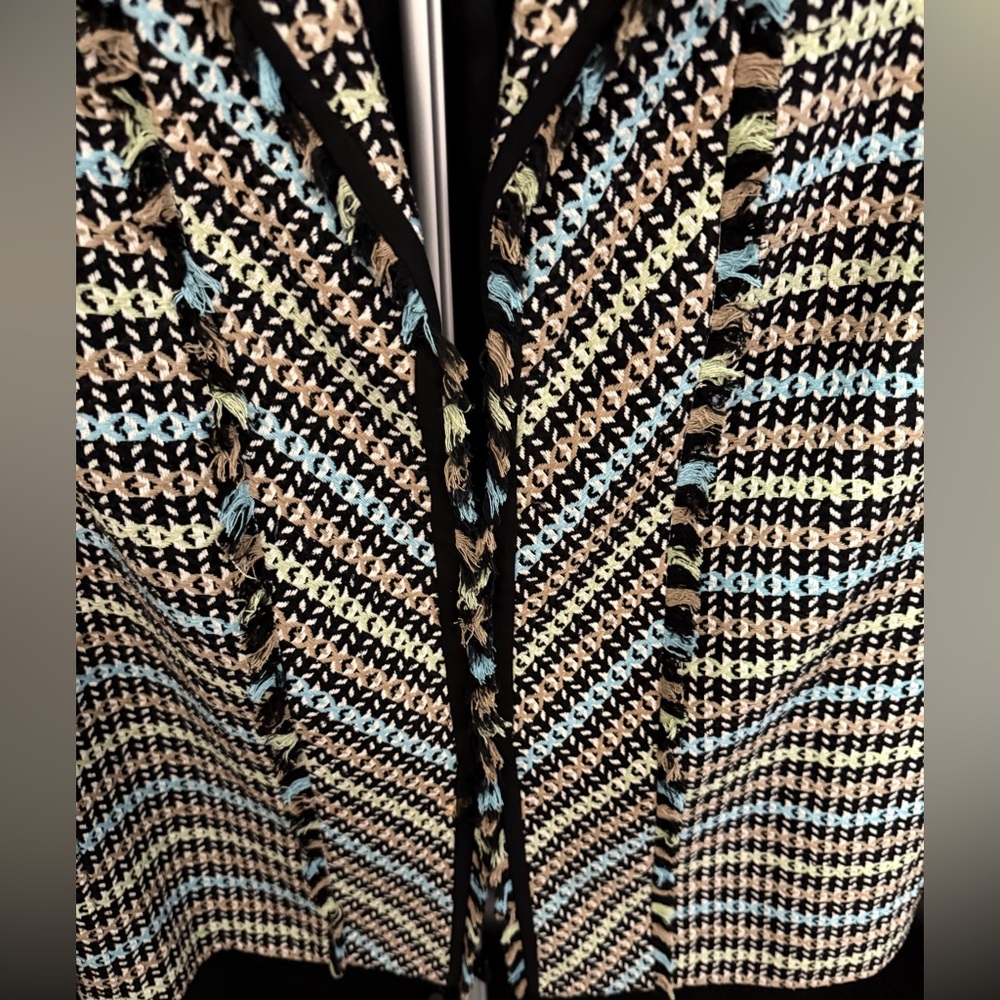 Elana by Tanner Silk Tweed Lined Colorful Fringe Jacket Blazer  20 No Offers!